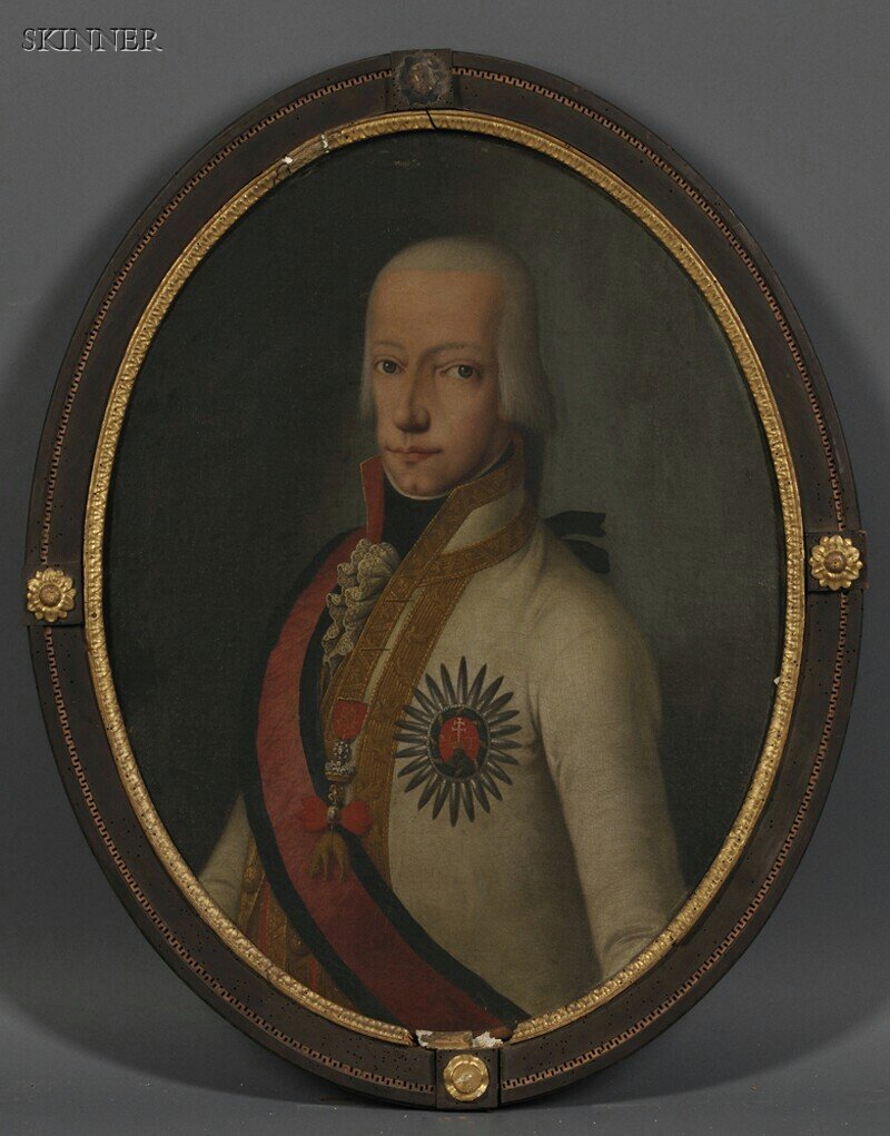 German or Austrian School, 19th Century Portrait: German or Austrian School, 19th Century Portrait of a Nobleman, thought to be Ferdinand III, Grand Duke of Tuscany (1769-1824) Unsigned, identified on an auction catalogue entry affixed to the back of
