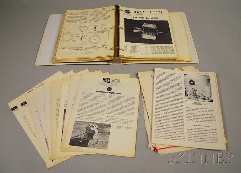 Collected NASA Manned Spacecraft Center Fact Sheet: Collected NASA Manned Spacecraft Center Fact Sheets, 1960s, in a ring binder and loose. Provenance: From the archive of Gerald Feldmann (1927-2010), for seven years the personnel director for David Cl
