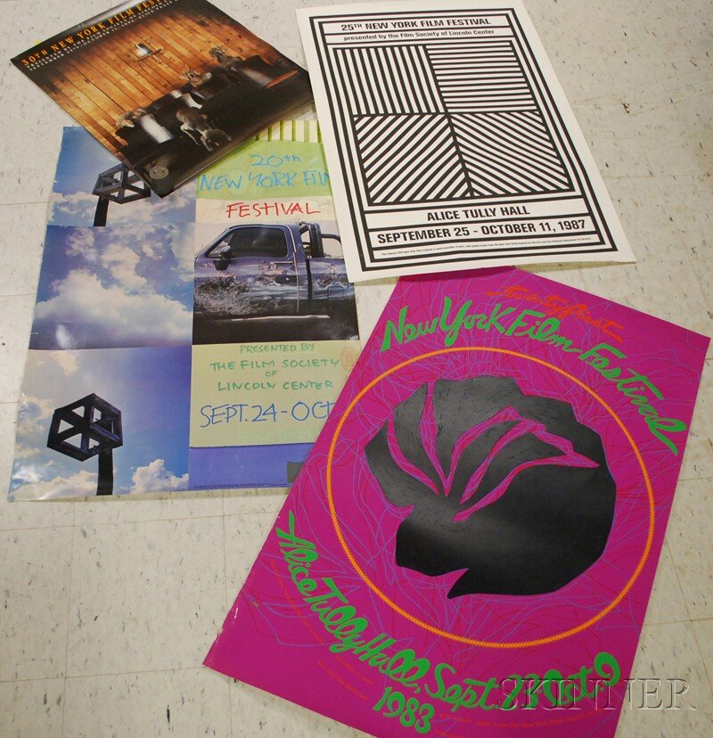 Eight New York Film Festival Posters, three 1982,: Eight New York Film Festival Posters, three 1982, two 1983, two 1987, and one William Wegman autographed 1992, rolled.