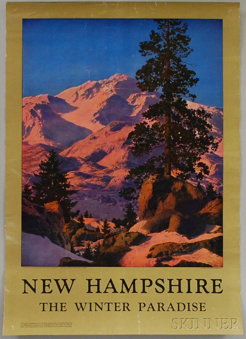 Maxfield Parrish New Hampshire the Winter Paradise: Maxfield Parrish New Hampshire the Winter Paradise Poster, produced by the New Hampshire State Planning and Development Commission, unframed, 30 x 21 in.