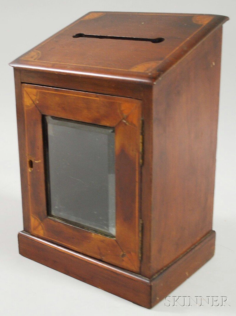 335 Inlaid Wooden Letter Box, with beveled glasspanel
