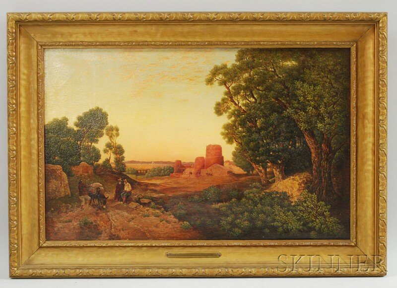 American School, 20th Century Ruins of Tula, Ancien: American School, 20th Century Ruins of Tula, Ancient Capital of Mexico. Signed and dated "Jules De Cock 1925" l.l. Oil on canvas, 14 x 22 1/4 in., framed. Condition: Lined, stable craquelure, var