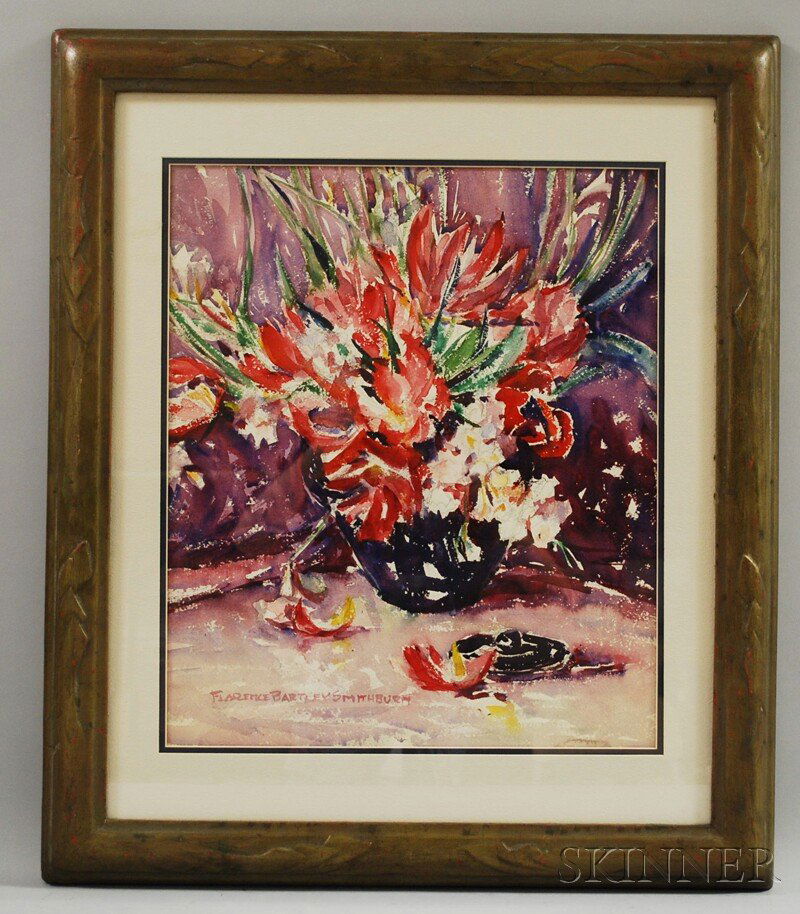 Florence Bartley Smithburn (American, 1904-1989) F: Florence Bartley Smithburn (American, 1904-1989) Floral Still Life. Signed "Florence Bartley Smithburn" l.l. Watercolor on paper, sight size 19 x 16 in., framed. Condition: Not examined out of frame