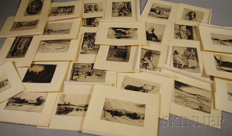 Twenty Nine Unframed Etchings: William Strang (Sco: Twenty Nine Unframed Etchings: William Strang (Scottish, 1859-1921), Ten Works, some from The Compleat Angler, initialed in the plate "W.S." l.l. or l.r., sheet sizes to 10 x 7 1/2 in.; David