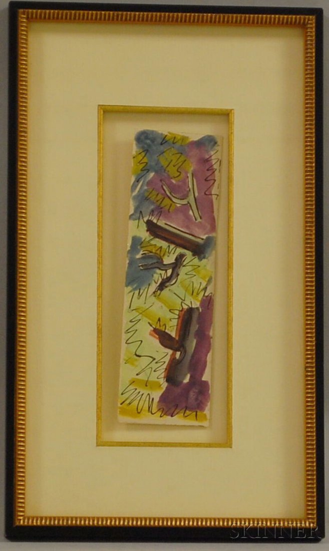 Attributed to Otto Karl Knaths (American, 1891-197: Attributed to Otto Karl Knaths (American, 1891-1971) Untitled. Unsigned, identified with an "Estate of Karl Knaths" stamp on the reverse. Gouache on paper, sheet size 7 1/2 x 2 3/8 in., framed. Condi