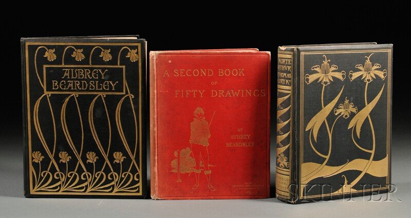 Beardsley, Aubrey (1872-1898) Three Volumes: Malor: Beardsley, Aubrey (1872-1898) Three Volumes: Malory's Morte D'Arthur. New York: Dutton, 1927, limited to 1600 copies, publisher's gilt cloth, t.e.g.; Fifty Drawings by Aubrey Beardsley,, New York, 192