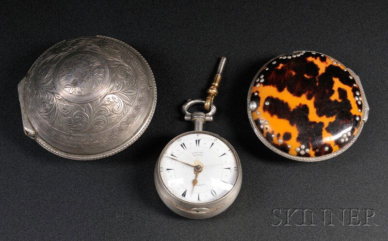 Edward Prior Triple-case Watch for the Turkish Mar: Edward Prior Triple-case Watch for the Turkish Market, London, c. 1830, no. 69994, the foliate decorated outer carrying case opens to the silver-pinned painted bone case and inner silver case with rib