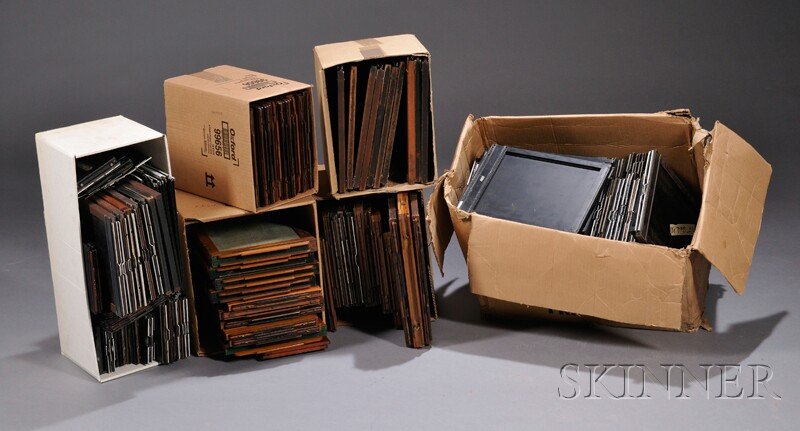 Group of Plate and Film Holders, various makers, m: Group of Plate and Film Holders, various makers, materials, and formats, film holders including forty 5 x 7, forty 8 x 10, three 11 x 14, and assorted other sizes, dry plate holders in 5 x 7 and 8 x 1