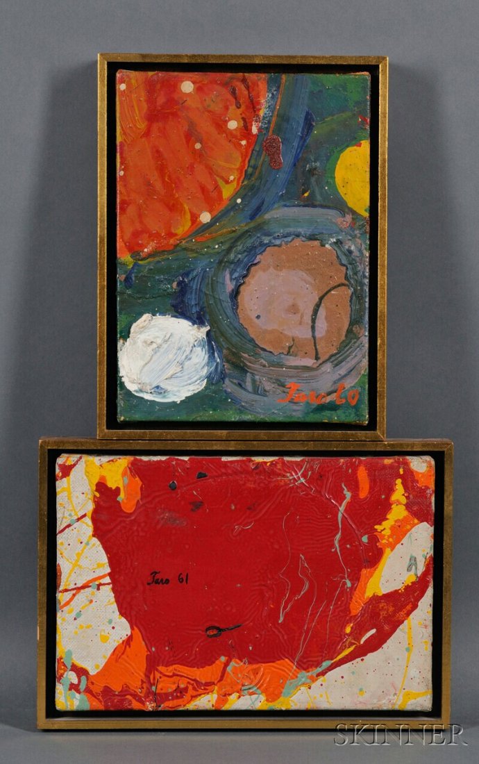 Taro Yamamoto (Japanese/American, 1919-1994), Two: Taro Yamamoto (Japanese/American, 1919-1994) Two Abstract Compositions One signed and dated "Taro 61" c.l., the other signed and dated "Taro 60" l.r. Oil on canvas, sizes to 8 x 12 in., both framed. C