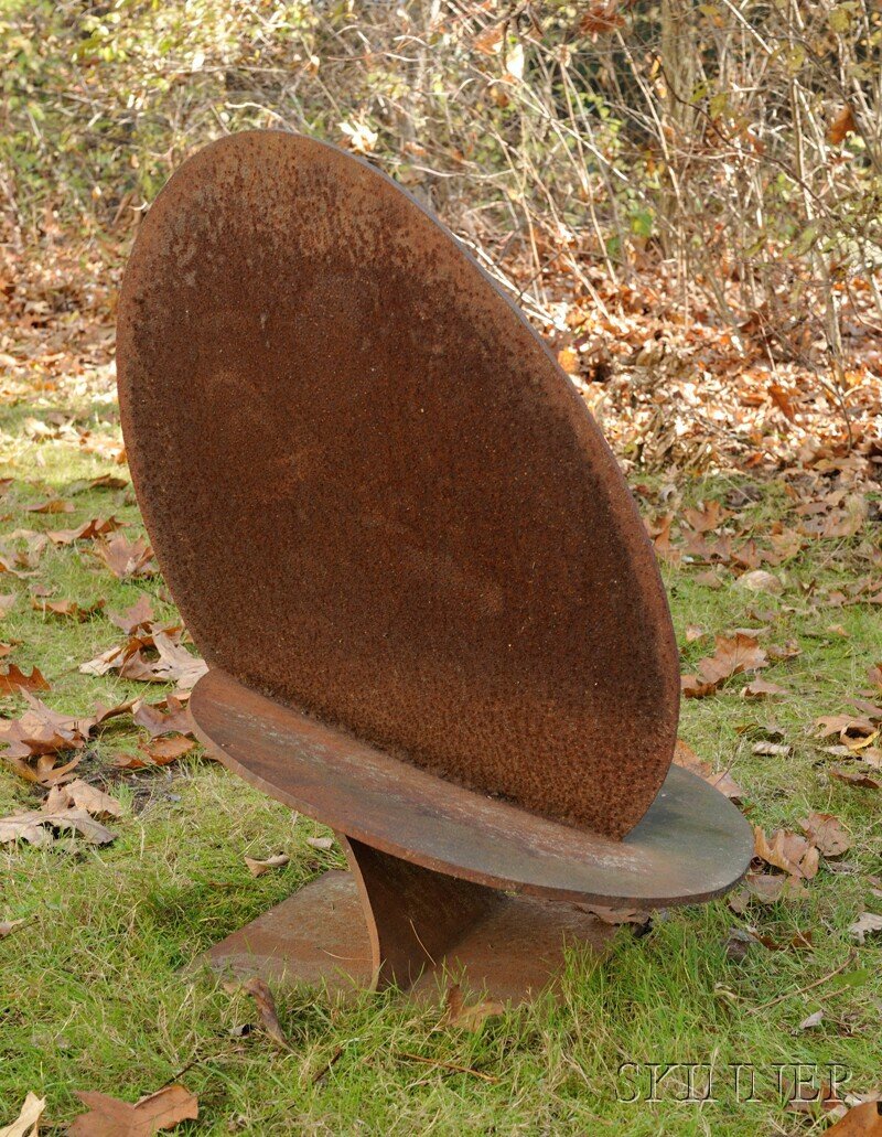 , Leslie Askell Sculpture, Cor-ten steel, Composed: Leslie Askell Sculpture Cor-ten steel Movement, 1981 Composed of shaped intersecting geometric planes, approx. ht. 31, wd. 22, dp. 23 in.