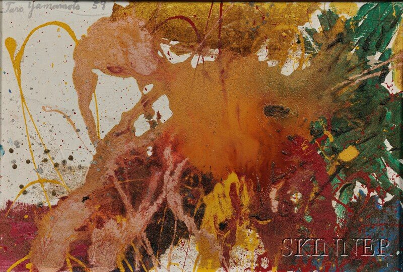 Taro Yamamoto (Japanese/American, 1919-1994), Unti: Taro Yamamoto (Japanese/American, 1919-1994) Untitled [Abstract] Signed and dated "Taro Yamamoto 59" u.l. Mixed media (oil and sand) on canvas, 24 x 36 in., framed. Condition: Minor surface grime.