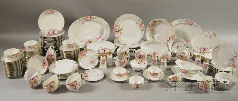 Approximately 133-piece Noritake Hand-painted Flo: Approximately 133-piece Noritake Hand-painted Floral-decorated Porcelain Partial Dinner Service.
