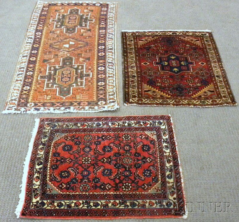 Three Northwest Persian Rugs, 4 ft. 8 in. x 2 ft.: Three Northwest Persian Rugs, 4 ft. 8 in. x 2 ft. 2 in., 2 ft. 10 in. x 2 ft. 2 in., and 2 ft. 6 in. x 2 ft.