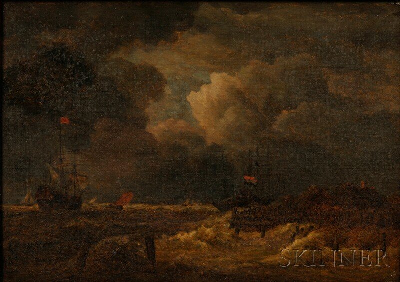 Wilhelm Ferdinand Xylander (Danish, 1840-1913) Af: Wilhelm Ferdinand Xylander (Danish, 1840-1913) After Jacob Isaakszoon van Ruisdael (Dutch, 1628/9-1682) The Tempest Inscribed, signed and dated "Original im Louvre/Copi nach J. Ruisdael/W. Xyl