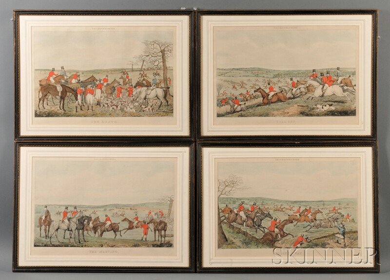 Thomas Fielding (British, 1758-1820), After Henry: Thomas Fielding (British, 1758-1820), After Henry Alken (British, 1785-1851) Four Engravings of the Stages of the Fox Hunt, Leicestershire: The Meeting, Getting Away, Full Cry, and The Death</