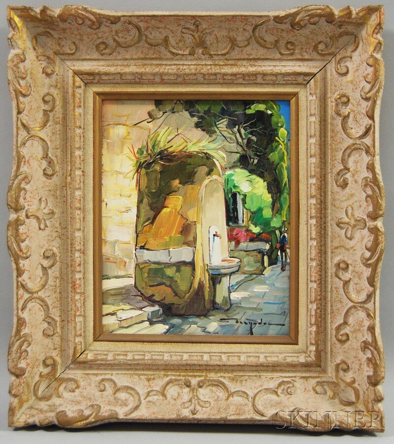 Elie Bernadac (French, 1913-1999) No. 95 St Paul.: Elie Bernadac (French, 1913-1999) No. 95 St Paul. Signed l.r. Titled and inscribed on the stretcher, with a card from Atelier E. Bernadac, St-Paul-de-Vence, France. Oil on canvas, sight size 10 1/
