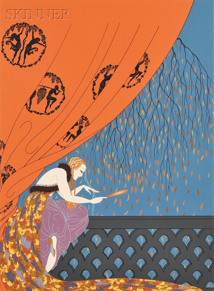 Romain de Tirtoff, called Erté (French, 1892-1990): Romain de Tirtoff, called Erté (French, 1892-1990) Automne, 1979, edition of 300 (Lee, 144). Signed "Erté" in pencil l.r., inscribed "EA" in pencil l.l. Color screenprint on paper, image size 24 x