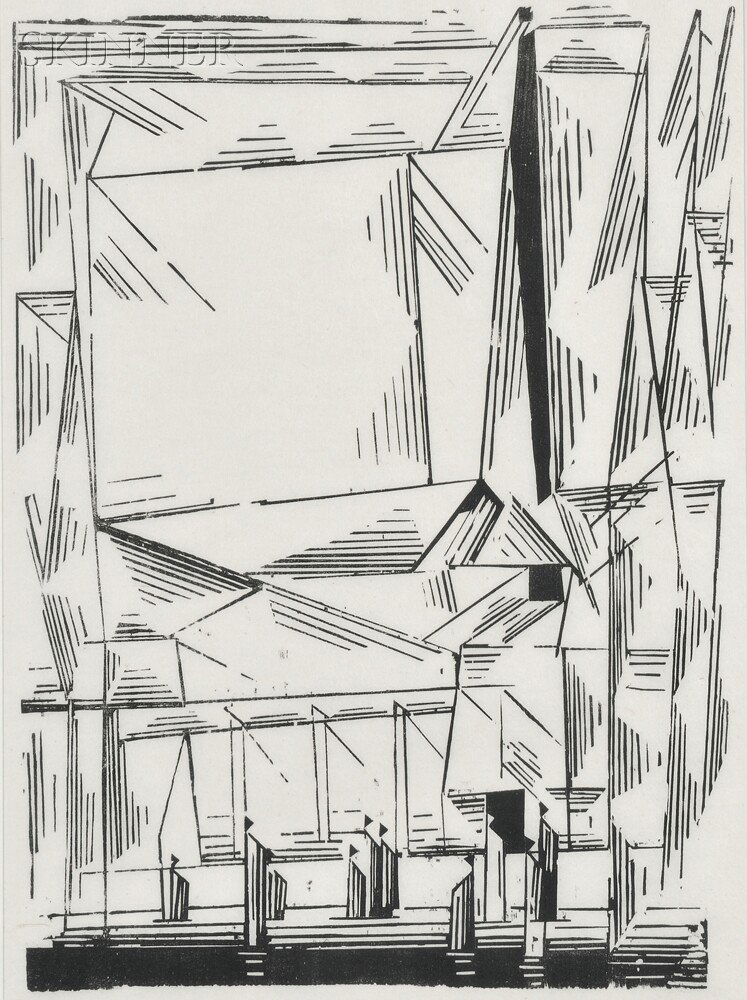 Lyonel Feininger (German/American, 1871-1956) Gelme: Lyonel Feininger (German/American, 1871-1956) Gelmeroda, 1920, from the 1958 edition of 300, published by The Print Club of Cleveland (Prasse, W237). Unsigned, publisher's stamp on verso, label fro