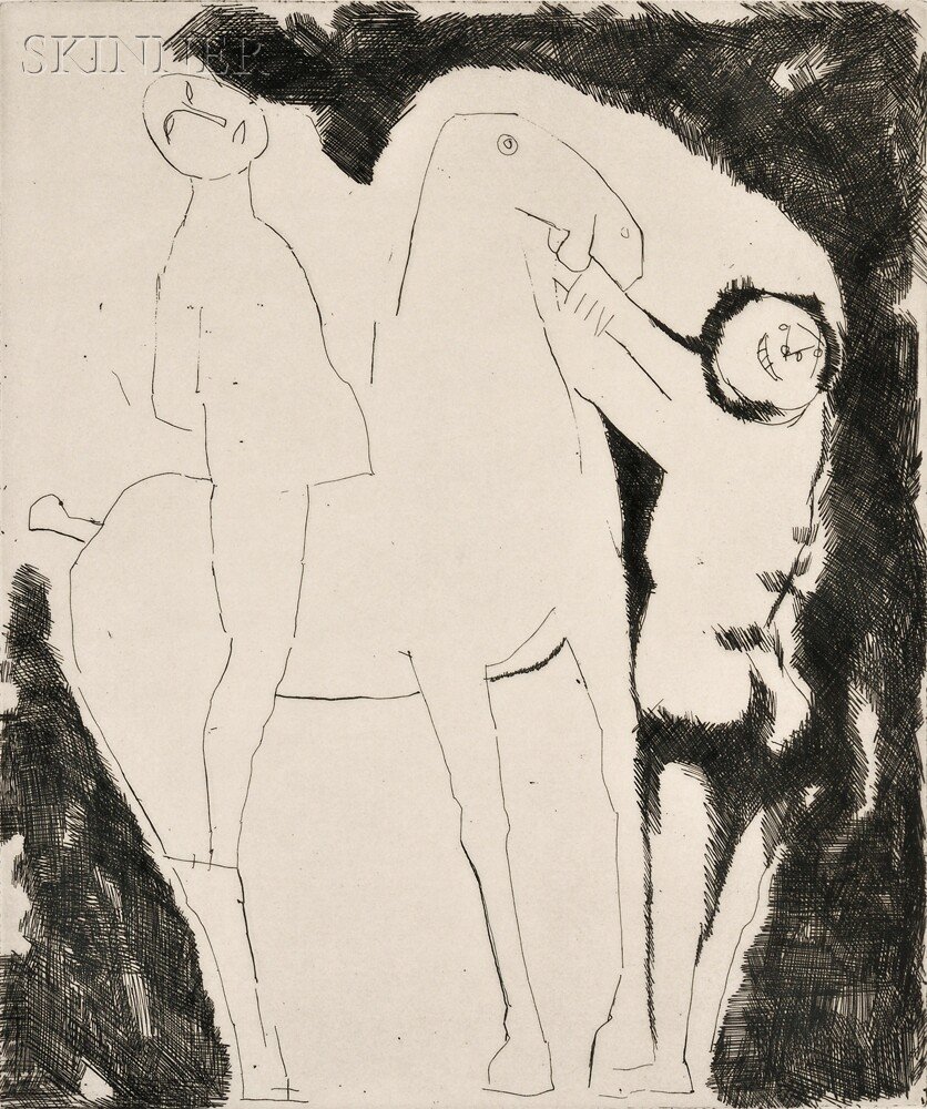 Marino Marini (Italian, 1901-1980) Il sogno del ca: Marino Marini (Italian, 1901-1980) Il sogno del cavaliere, 1960, edition of 50 (Guastalla & Schulz-Hoffman, A61). Signed "MARINO" in pencil l.r., numbered "40/50" in pencil l.l. Etching on paper,