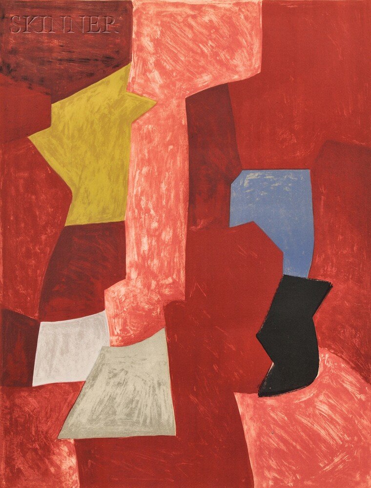 Serge Poliakoff (Russian, 1906-1969) Composition R: Serge Poliakoff (Russian, 1906-1969) Composition Rouge, Jaune et Bleue, 1957, edition of 200 (Poliakoff/Schneider, 13). Signed "Serge Poliakoff" in pencil l.r., numbered "14/200" in pencil l.l. Co