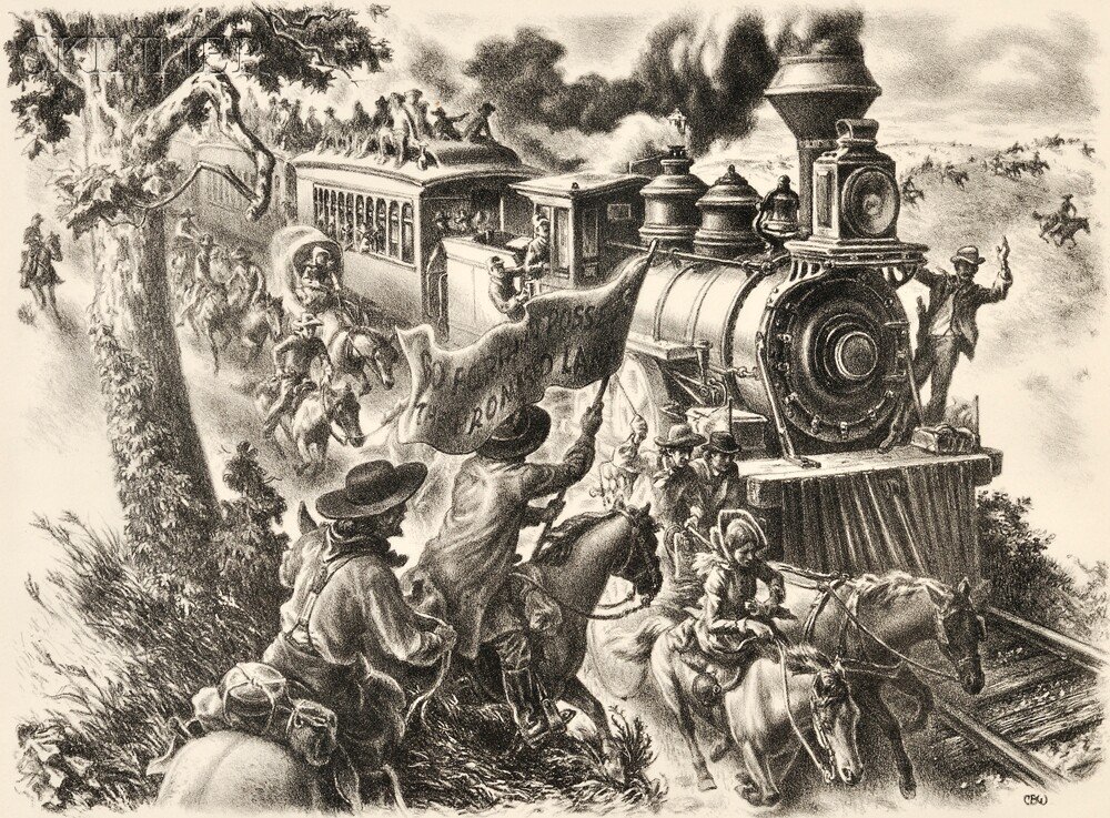 Charles Banks Wilson (American, b. 1918) The Race,: Charles Banks Wilson (American, b. 1918) The Race, 1976. Signed and dated "Charles Banks Wilson 76" in pencil l.r., titled and inscribed "...200" in pencil l.l. Lithograph on paper, image size 10