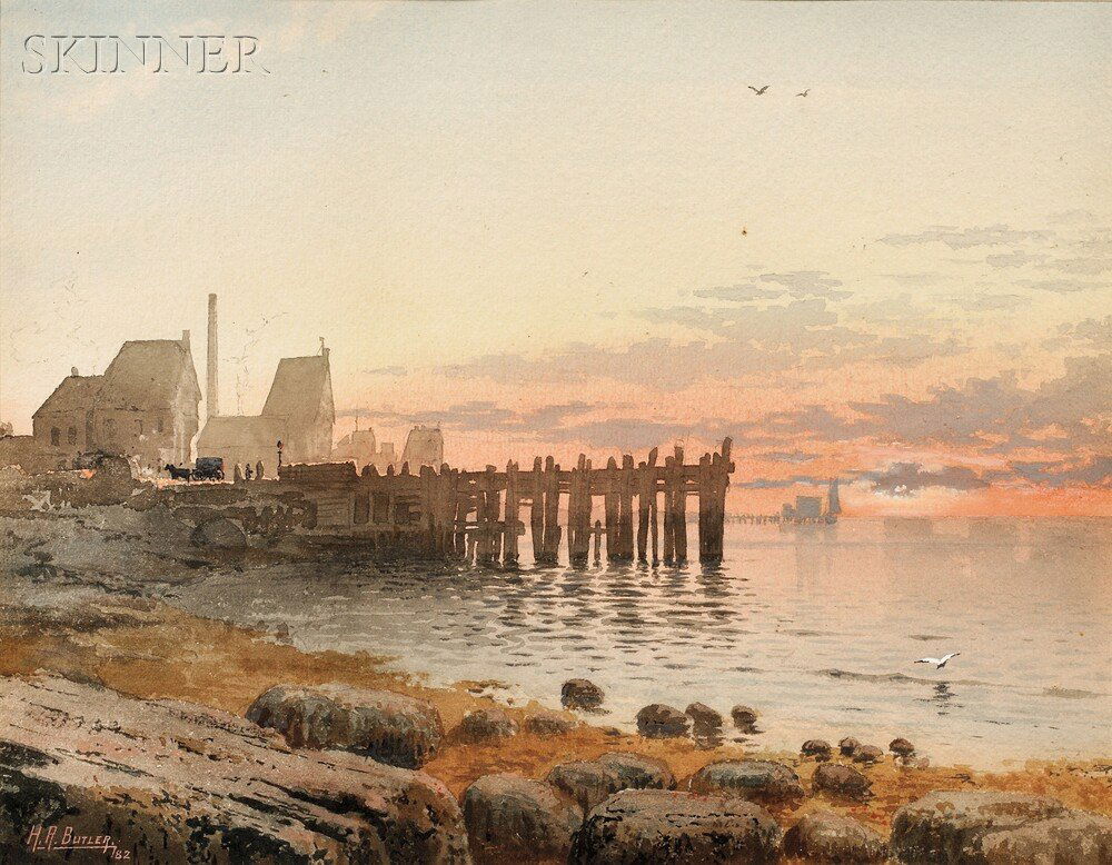 Howard Russell Butler (American, 1856-1934), Gathe: Howard Russell Butler (American, 1856-1934) Gathering Seaweed, 1882 Signed and dated "H.R. BUTLER 82" l.l., inscribed "Have mounted to day so artist can touch up..." in pencil on the reverse,