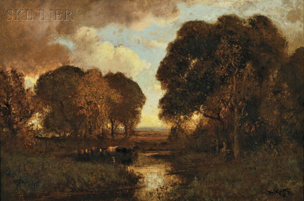 William Keith (American, 1838-1911), Autumn Sunset: William Keith (American, 1838-1911) Autumn Sunset (Sonoma Creek, Sonoma County, California) Signed and inscribed "W. Keith S.F." l.r., identified on a presentation plaque, with a canvas stenci