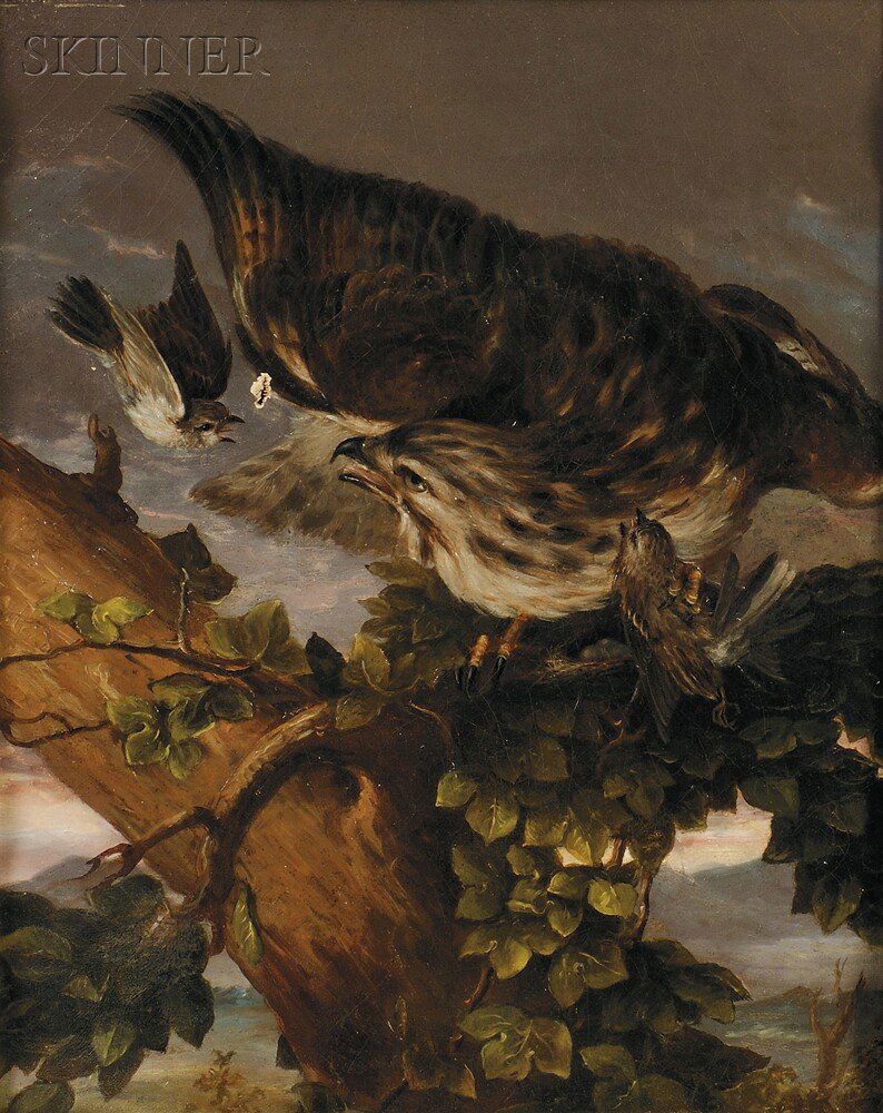 William Holbrook Beard (American, 1824-1900), The: William Holbrook Beard (American, 1824-1900) The Egg Theif Signed and dated "Wm H. Beard/1847" l.r. Oil on canvas, 21 x 17 in. (53.5 x 43.0 cm), in a hand-carved wood frame. Condition: Puncture, patch