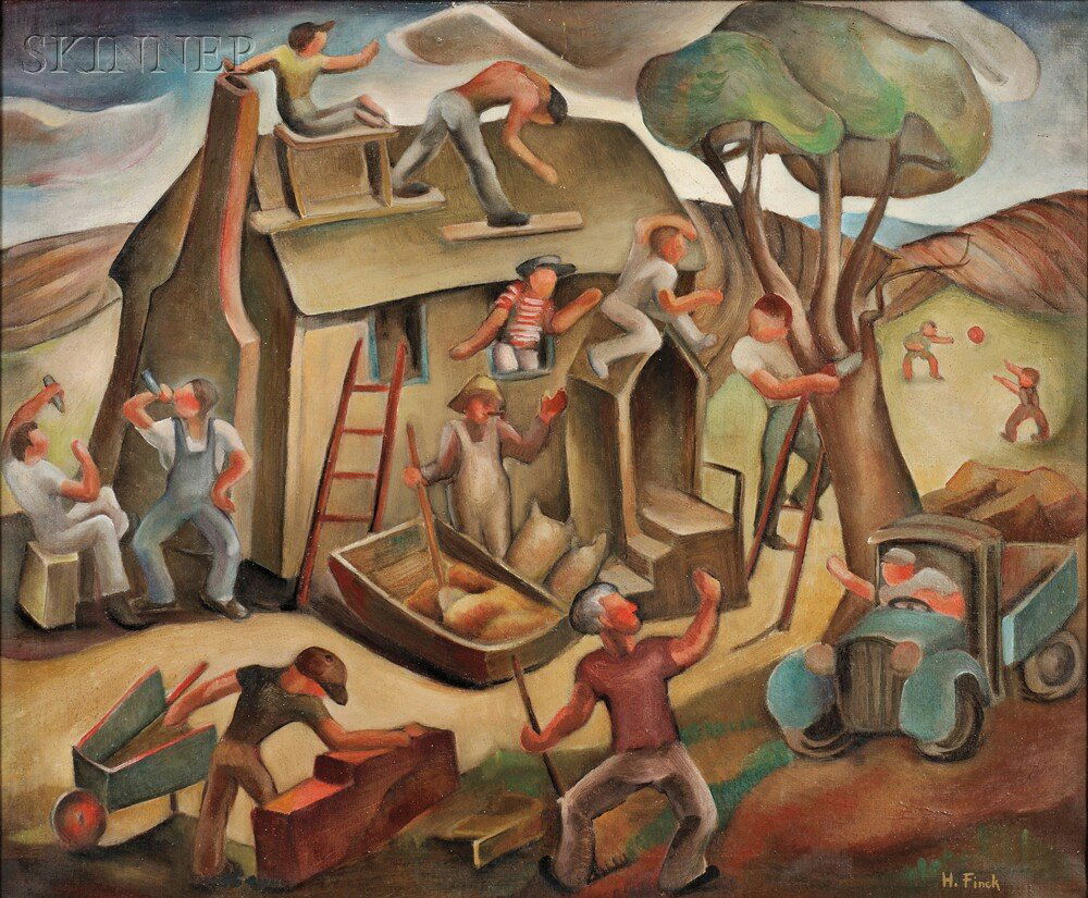 Hazel Finck (American, 1894-1977), Dominique, 1941: Hazel Finck (American, 1894-1977) Dominique, 1941 Signed "H. Finck" l.r., titled in pencil on the stretcher, identified on two handwritten labels affied to the stretcher. Oil on canvas, 25