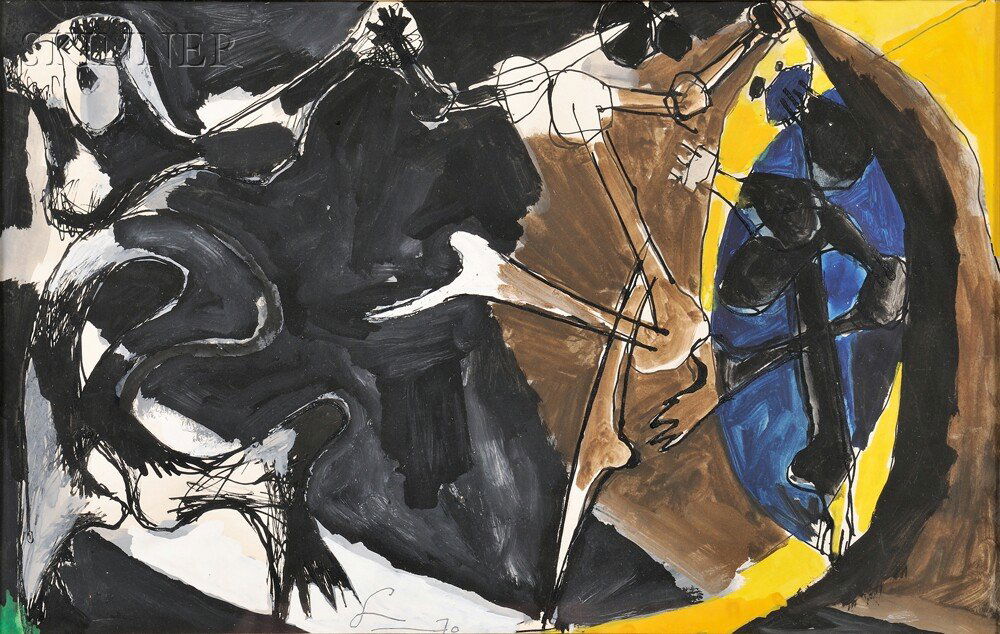 Frank Lobdell (American, b. 1921), Untitled, 1970,: Frank Lobdell (American, b. 1921) Untitled, 1970 Signed and dated "L 70" in pencil l.c., identified on a label from Martha Jackson Gallery, New York, with an envelope inscribed with the artist's