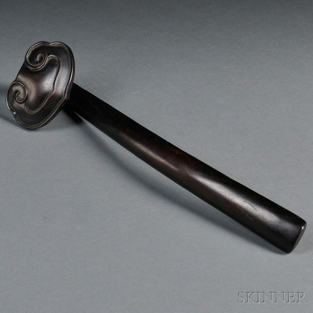 Carved Wood Ruyi Scepter, China, 20th century, lg.: Carved Wood Ruyi Scepter, China, 20th century, lg. 12 in.