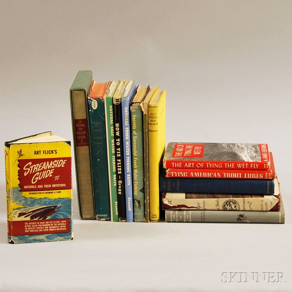 Fly Fishing, 20th Century, Fourteen Volumes: Bergman's: Fly Fishing, 20th Century, Fourteen Volumes: Bergman's Trout, New York: Knops, 1945, in tattered dust jacket; Leisenring's The Art of Tying the West Fly, New York: Dodd Mead, 1946, in dust jacket; Art