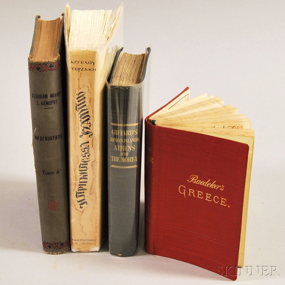 Greece, Four Volumes: Giffard's A Short Visit to the Io: Greece, Four Volumes: Giffard's A Short Visit to the Ionian Islands, London: Murray, 1837, illustrated, in clean publishers' cloth; Baedeker's Greece, Handbook for Travellers, Leipzig: Baedeker, 1894,