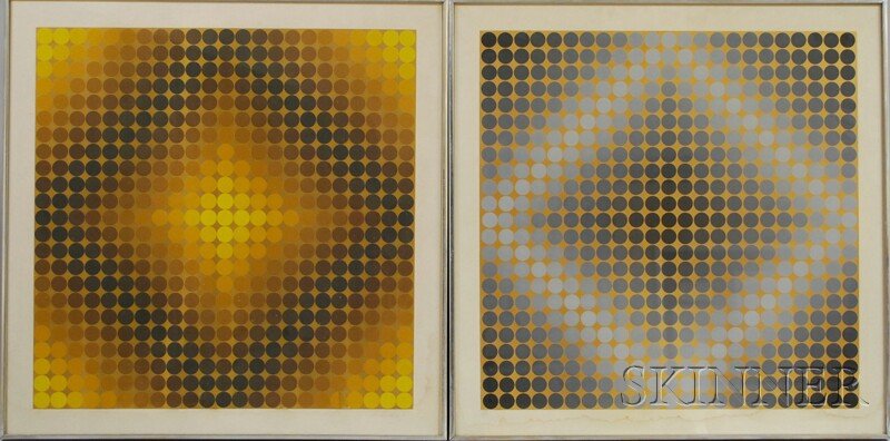 Victor Vasarely (French/Hungarian, 1906-1997) Two Op-Ar: Victor Vasarely (French/Hungarian, 1906-1997) Two Op-Art Works: Diac, edition of 200, published by Denise René, editeur, Paris, signed "Vasarely-" in pencil l.r., numbered "25/200" in pencil l.l., a