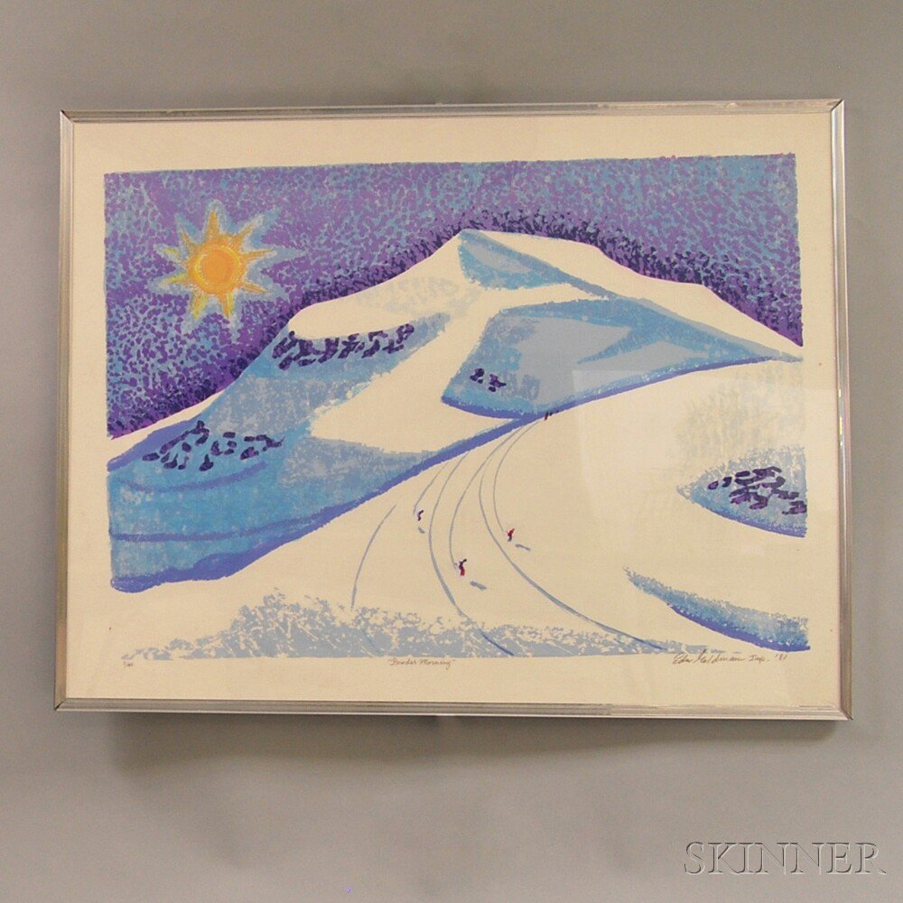 Edward Goldman (American, 1916-2006) Powder Morning, 19: Edward Goldman (American, 1916-2006) Powder Morning, 1981. Signed and dated l.r., titled l.c., numbered "1/40" l.r. Silkscreen on paper, sight size 21 1/4 x 27 1/2 in., framed. Condition: Minor f