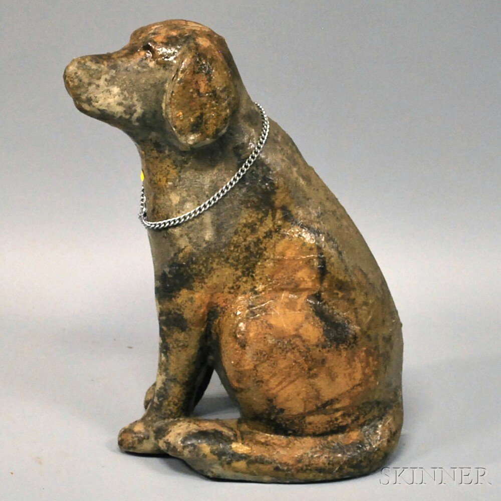 Fiberglass Labrador Retriever Sculpture, by Anna Lou Rh: Fiberglass Labrador Retriever Sculpture, by Anna Lou Rhoades, with chain collar, ht. 26 in.