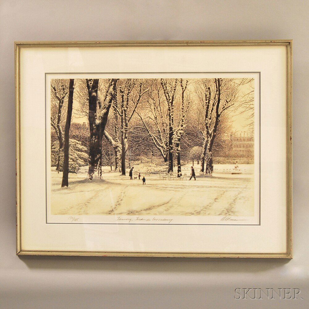 Harold Altman (American, 1924-2003) January, Jardin du: Harold Altman (American, 1924-2003) January, Jardin du Luxembourg. Signed in pencil l.r., titled l.c., numbered "170/285" l.l. Lithograph on paper, image size 15 3/4 x 23 1/4 in., framed. Conditio