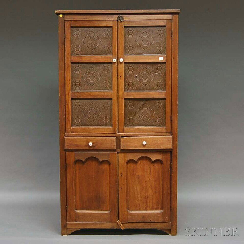 Country Wood and Punched Tin Pie Safe upper se