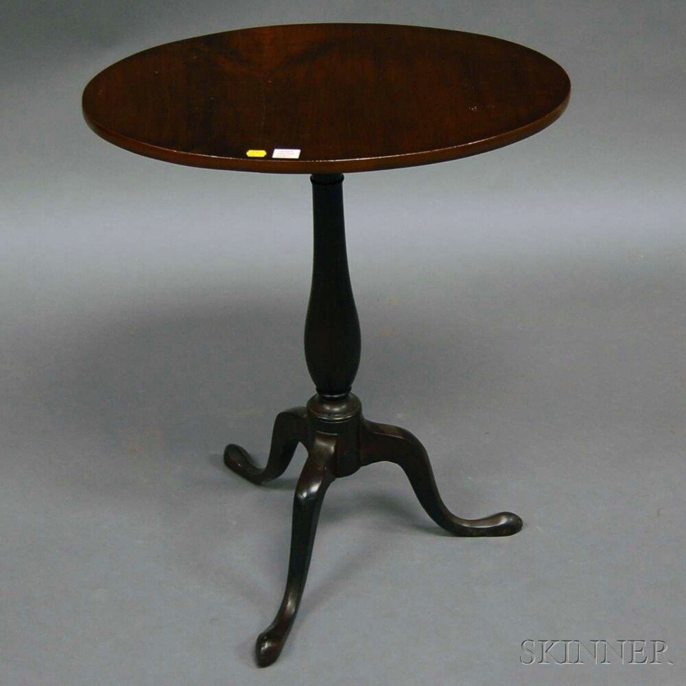 Federal Oval Mahogany Tilt-top Candlestand.: Federal Oval Mahogany Tilt-top Candlestand.