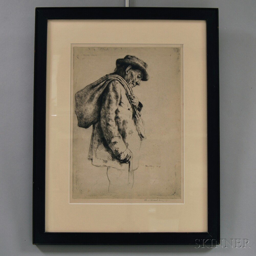 William Auerbach Levy (American/Russian, 1889-1964) Mar: William Auerbach Levy (American/Russian, 1889-1964) Marchand D'Habits, 1918. Titled, signed, and dated in the matrix and in pencil in the margin l.r. Etching, plate size approximately 13 3/4 x 9 3/
