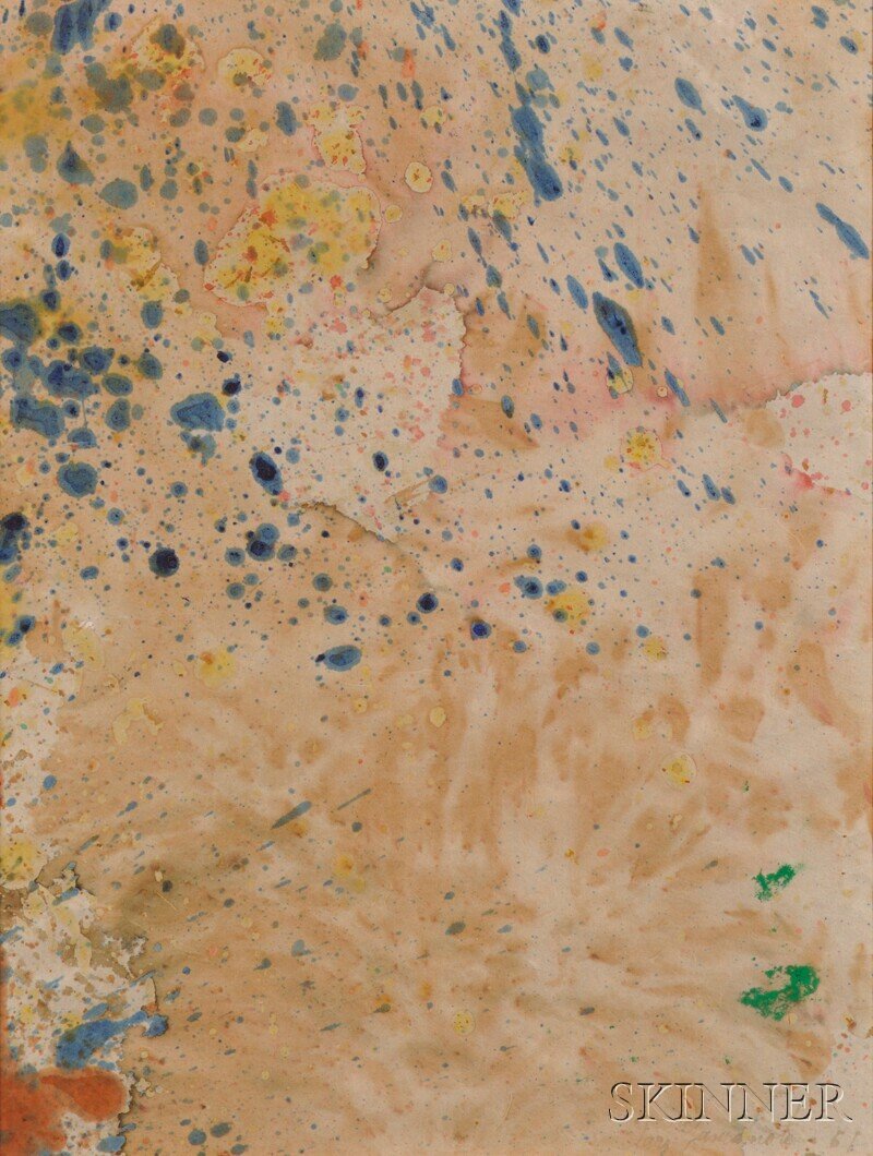 Taro Yamamoto (American, 1919-1994), Untitled [Abstract: Taro Yamamoto (American, 1919-1994) Untitled [Abstract] Signed and dated "Taro Yamamoto -51" in ink l.r. Gouache and oil on paper, sight size 15 x 11 1/2 in., framed. Condition: Minor rippling, toning
