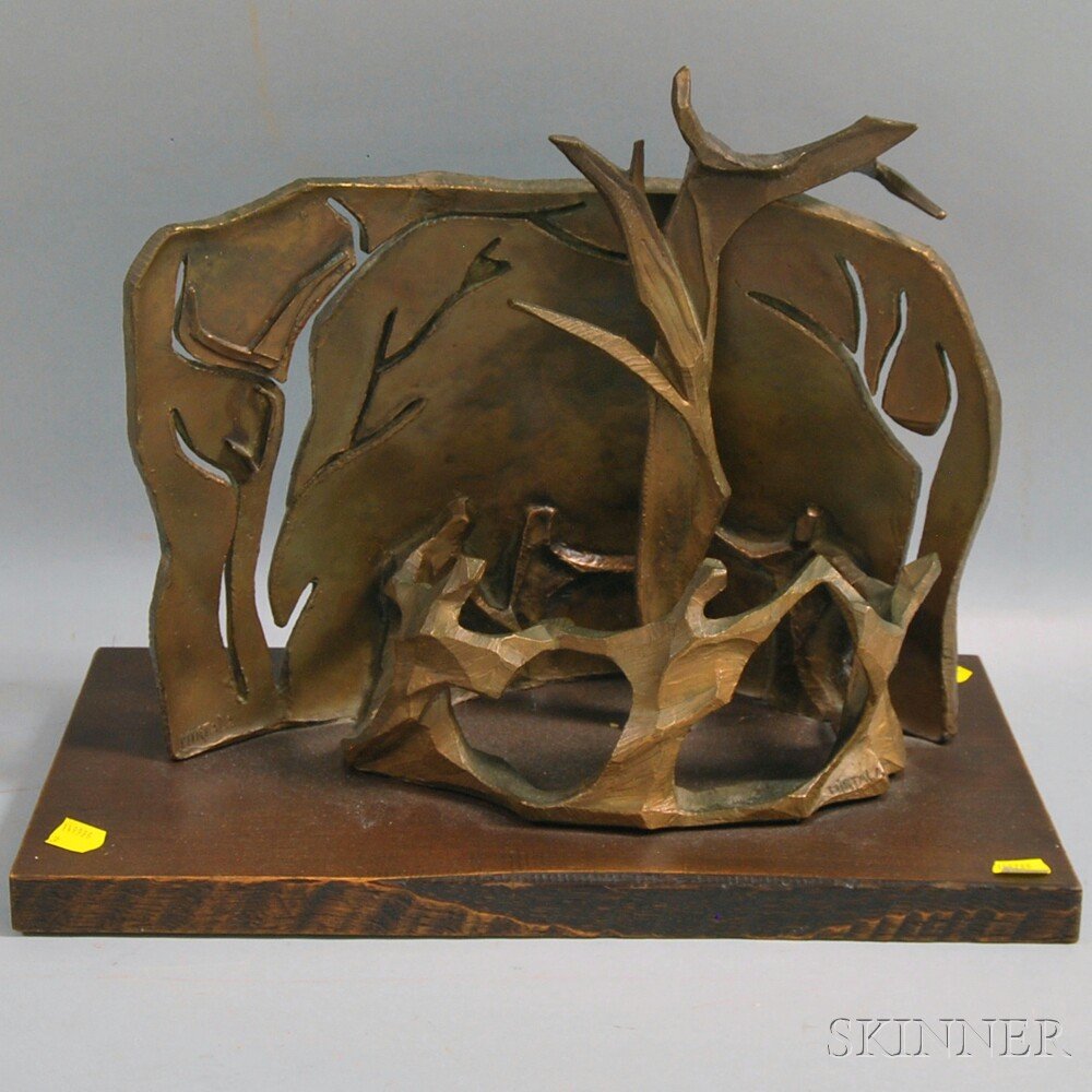 Mirtala Bentov (Ukrainian/American, b. 1929) Forest Dan: Mirtala Bentov (Ukrainian/American, b. 1929) Forest Dance. Signed "MIRTALA" l.r. and l.l. Bronze, 11 1/4 x 13 x 6 in., mounted to a wooden plinth.