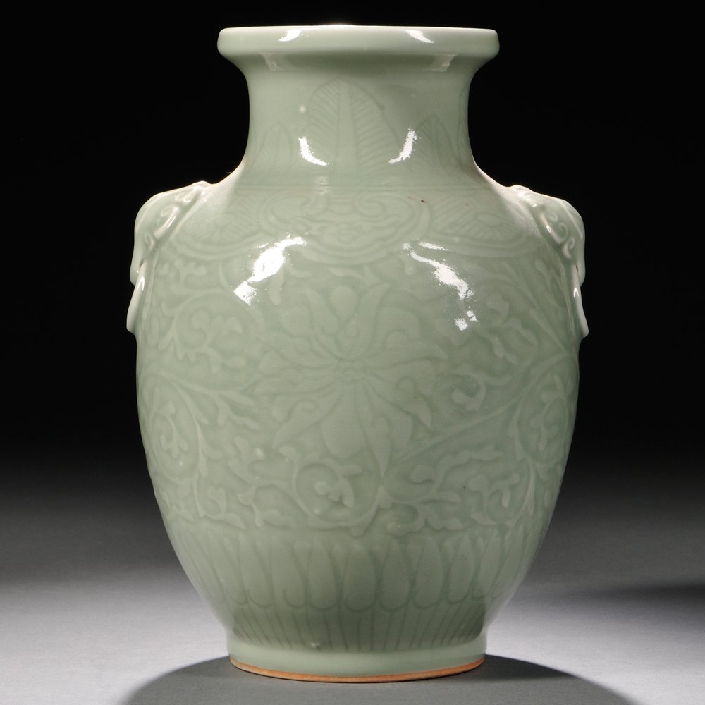 Celadon Vase, China, Qing Dynasty, decorated with Apr 26, 2014