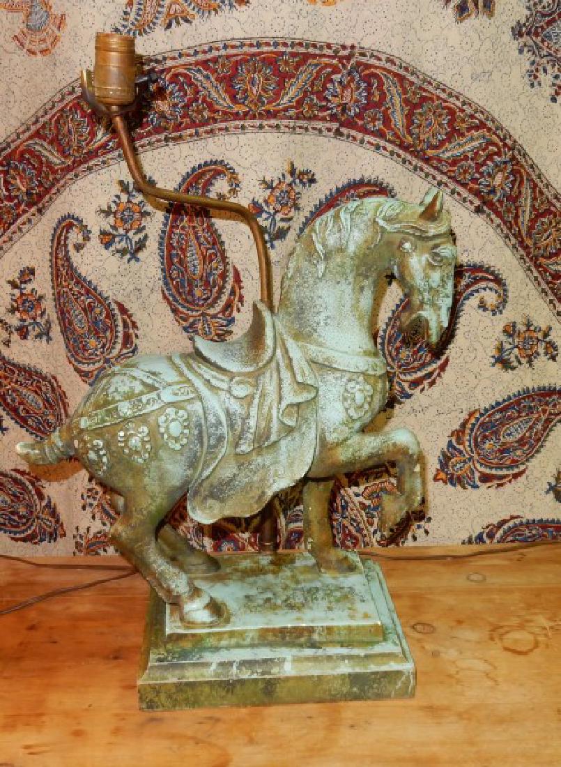 Lighting: 1950s plaster turquoise horse 16" L x 18" H