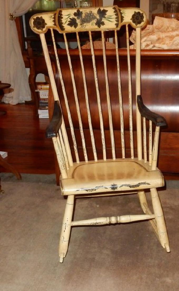 Furniture: Hand painted & stenciled rocking chair 42" h. x 18" w. x 17" d., late 19th century