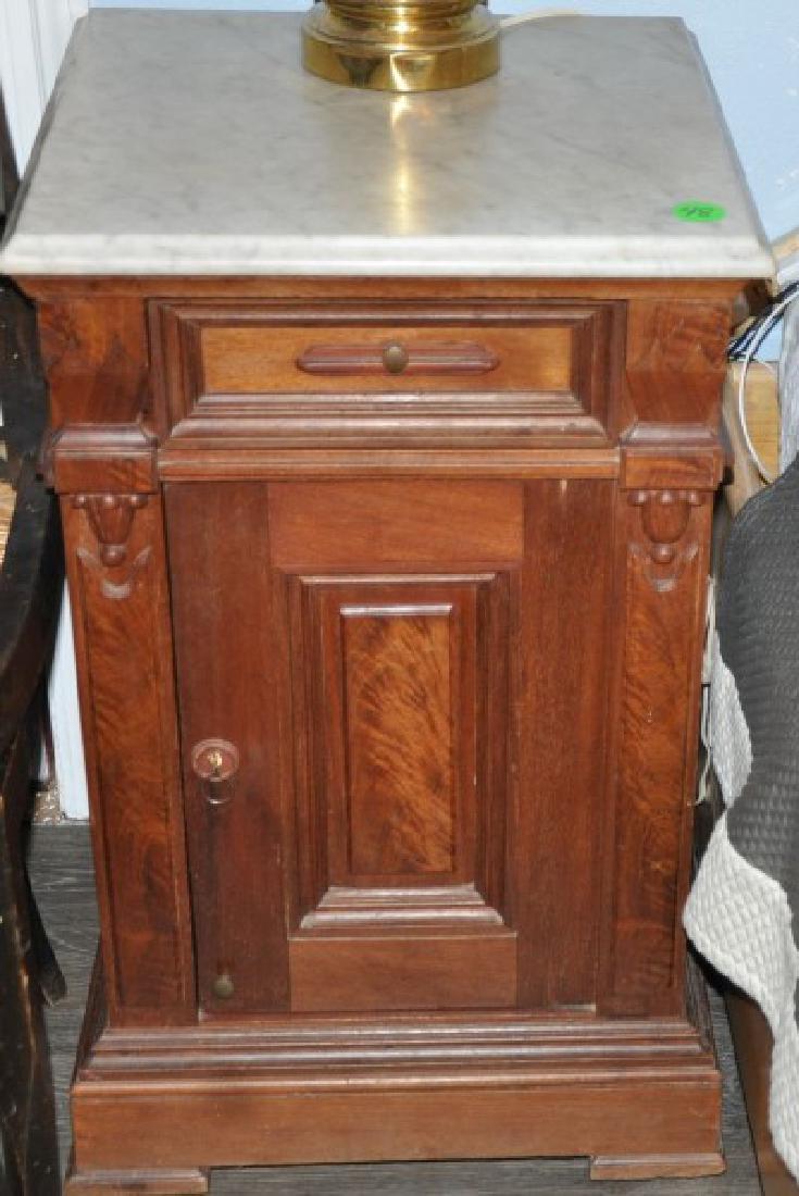 Furniture: Marble top commode, 1 drawer, 1 door 29" h. x 18" w. x 19" d., 19th century
