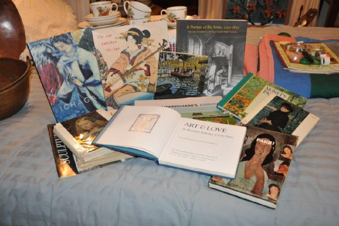 Books: Collection of 12 art books: Monet, Clifford Irving "Fake", Andrew Wyeth, Portrait of an Artist 1525-1825, Chagal, Art of Love, Earl Cunningham's America, Impressionist books