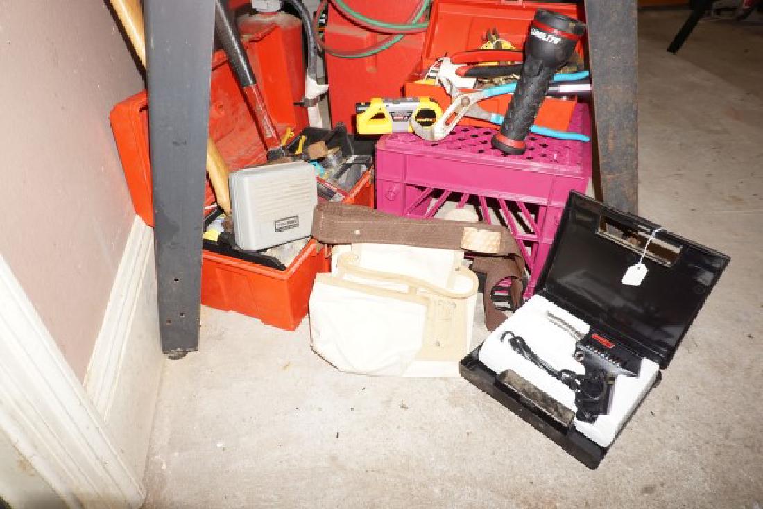 Tools: Weller soldering gun, tool belt, tool box with contents