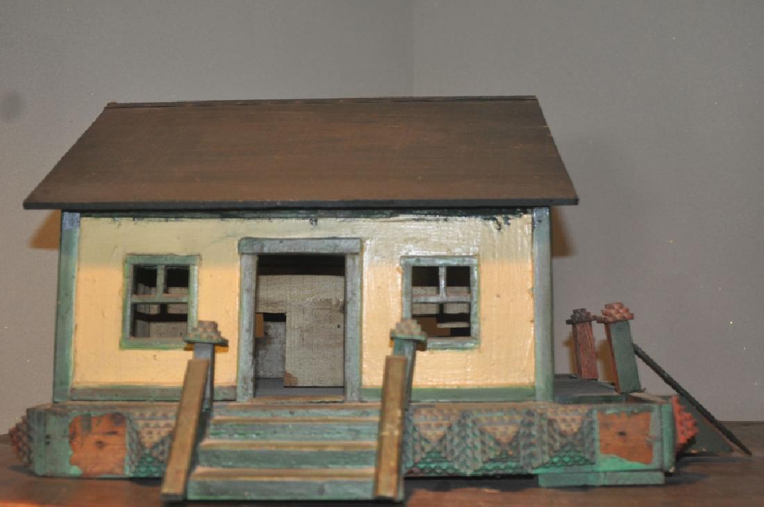 Tramp Art: Tramp art cottage, original design made from a Domino Sugar Pallet 2' w x 1'3" d x 1'2" h, 19th century