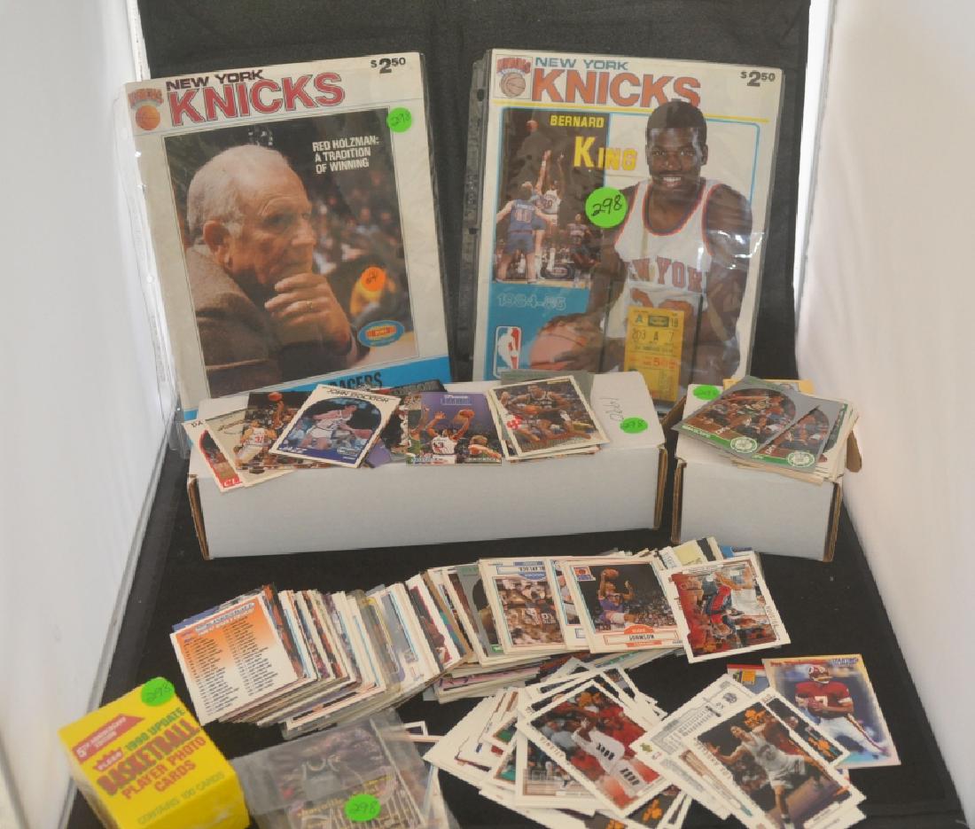 Basketball Memorabilia: Basketball collectibles: New York Knicks program with ticket 10-31-81, New York Knicks 84/85, 5th edition, 1990 update player photo cards, 1000+ 80s & 90s cards